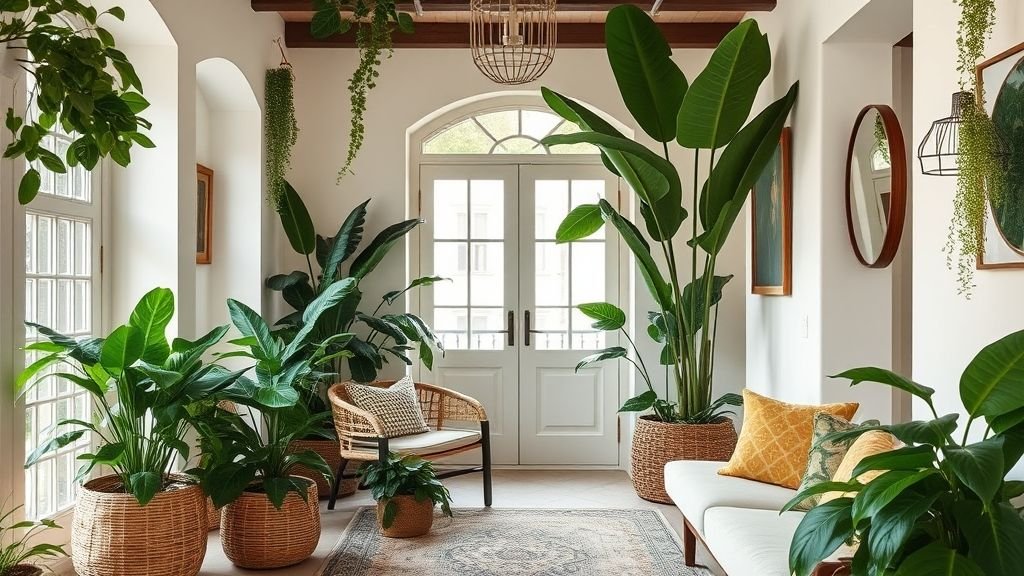 Townhouse Decorating Ideas for Modern, Stylish Living 13 Townhouse interior filled with indoor plants and natural elements.