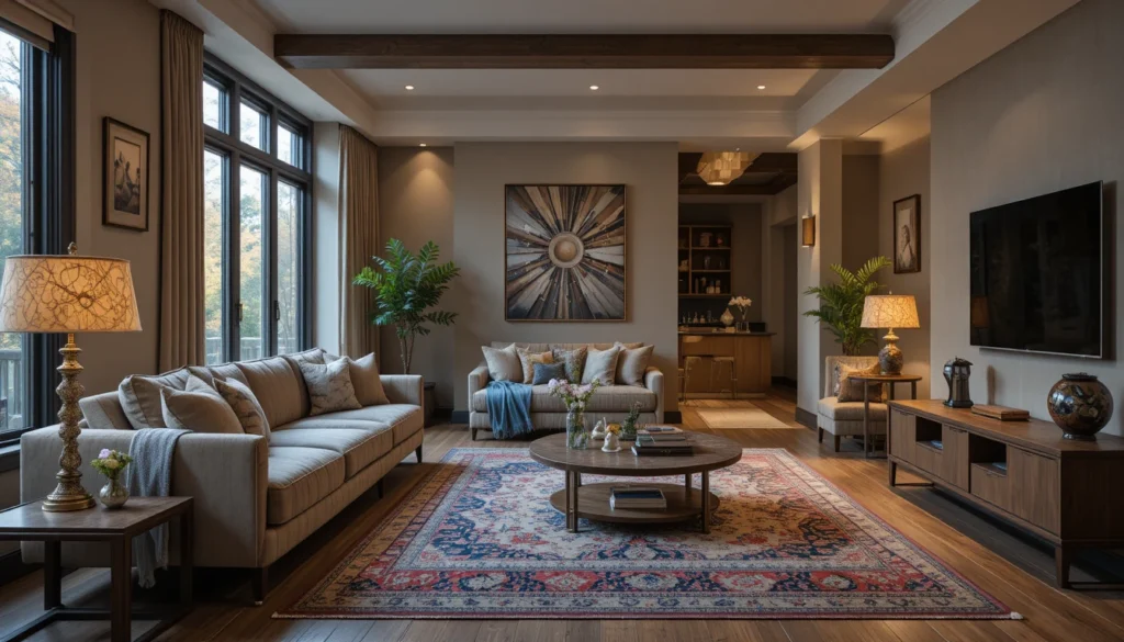 Town House Decorating Ideas: Stylish Tips for Every Space 10 Cozy townhouse living room with mixed textures and layered lighting.