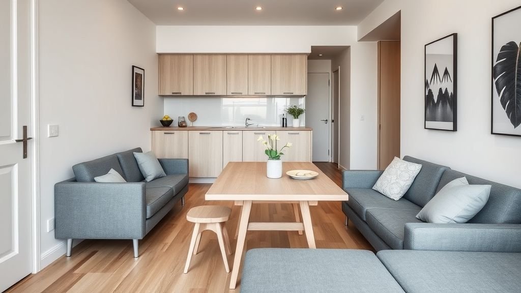 Townhouse Decorating Ideas for Modern, Stylish Living 4 Compact townhouse with modular furniture and efficient space planning.