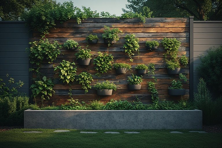 16 Creative DIY Ideas for a Modern Home Garden 3 Vertical wall garden with colorful succulents in wooden geometric planters.
