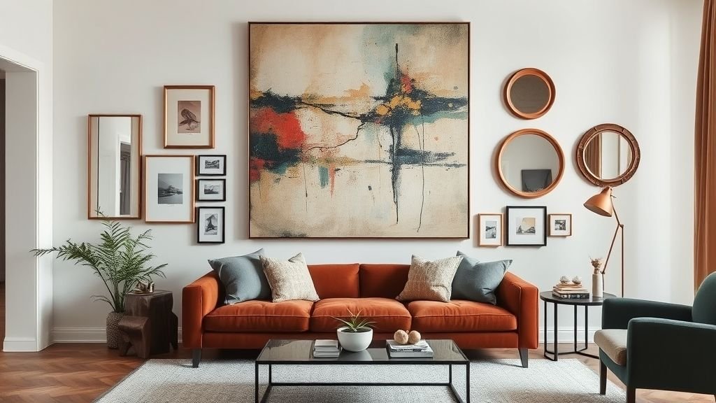 Modern Living Room Ideas 7 Living room featuring large abstract wall art adding modern personality and depth.