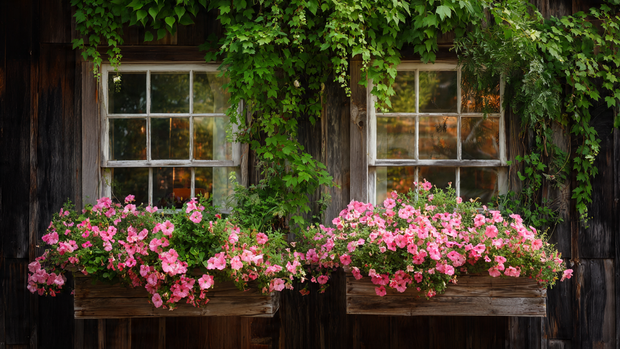 16 Timeless Cottage Decor Ideas to Warm Up Your Space 11 Cottage windows decorated with overflowing flower boxes filled with petunias and ivy.