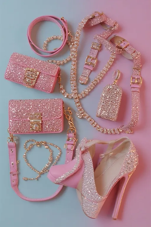 "Collection of Y2K fashion accessories like baguette bags and chunky belts from 2000s trends"