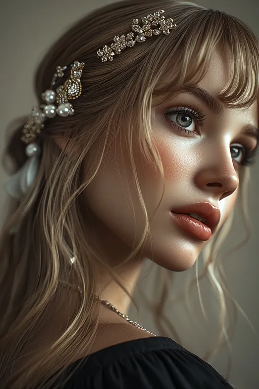 Hairstyles enhanced with fashionable hair accessories for a glam effect.