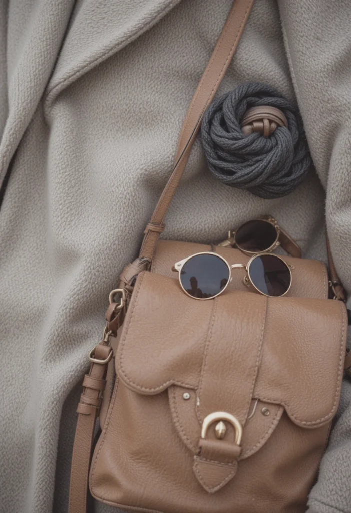 Minimalist Stockholm accessories including gold jewelry and leather handbag styled neatly.