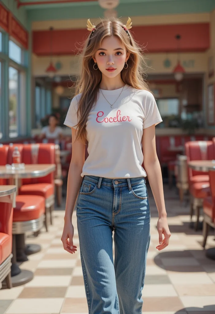 10+2000s Fashion Trends Revival Outfit Ideas 5 Cute 2000s-inspired outfit with slogan baby tee and wide-leg jeans for casual summer look.