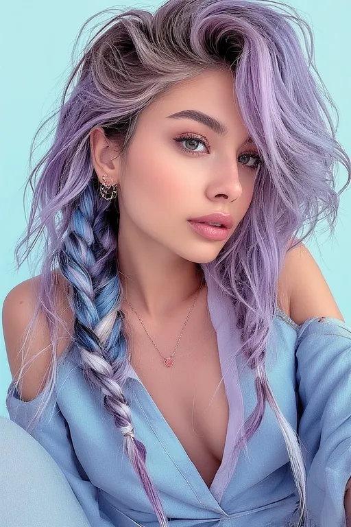 Woman with braided hairstyle blended into loose waves for a modern, elegant look.