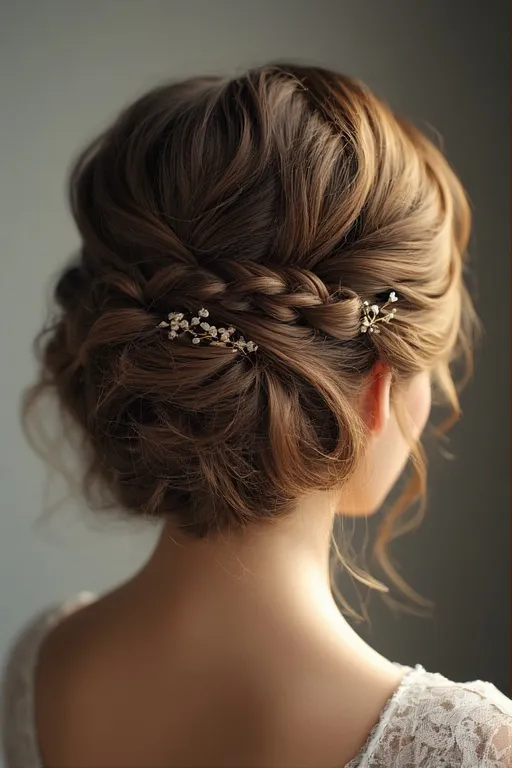 Elegant updo hairstyle with accessories perfect for fall formal occasions
