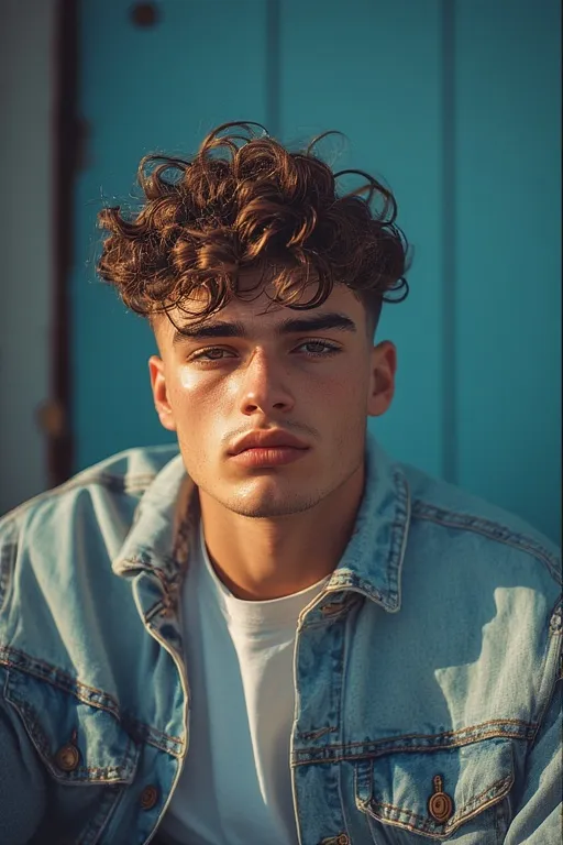 Man with curly fringe hairstyle adding trendy modern flair to natural curls.