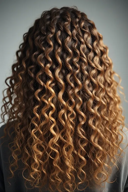 Close-up of natural curly hair with small braids showing texture and shine.

3. Classic Box Braids with Curly Ends