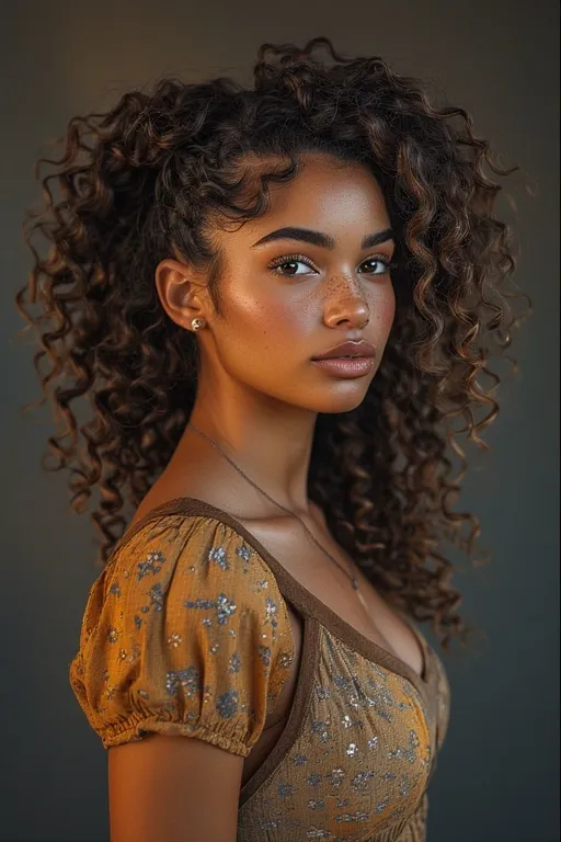 A woman showcasing braided sections that blend seamlessly into natural voluminous curls