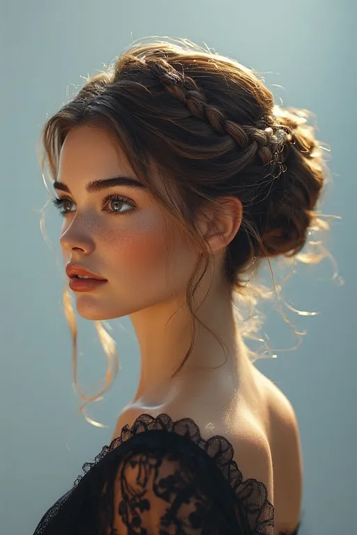 Low twisted bun hairstyle combining classic elegance with modern charm.