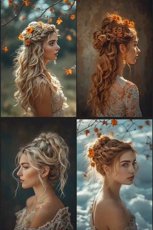 Timeless Fashion Hairstyles to Define Your Unique Style 7 Seasonal hairstyle inspirations representing spring, summer, autumn, and winter fashion.