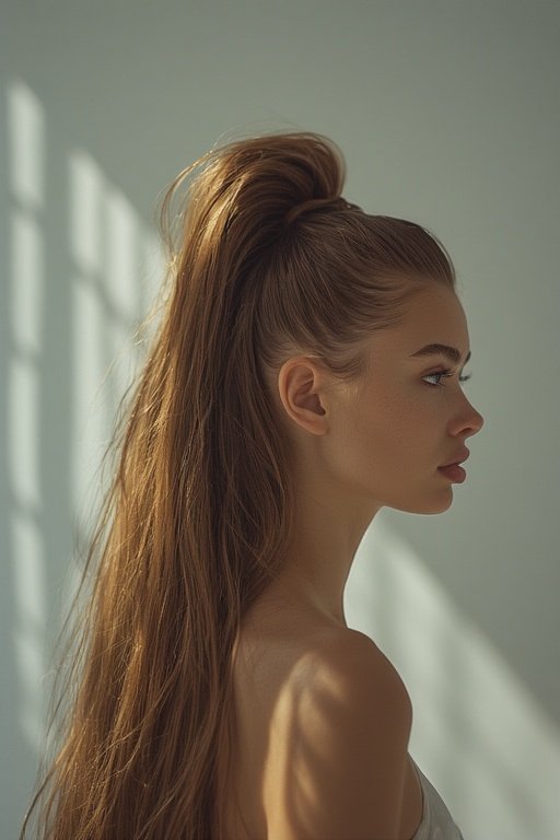 Effortless Everyday Glam Stylish Hairstyles to Try 4 Woman with a sleek, shiny high ponytail and middle part