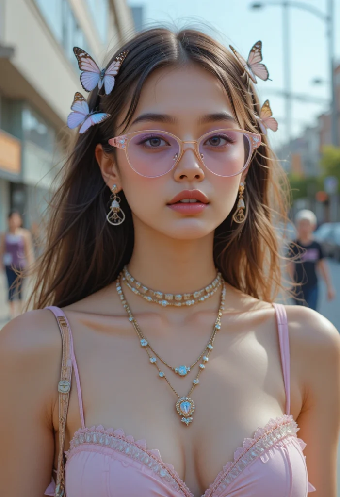 10+2000s Fashion Trends Revival Outfit Ideas 9 2000s-inspired accessories including butterfly clips and layered jewelry styled for modern fashion.