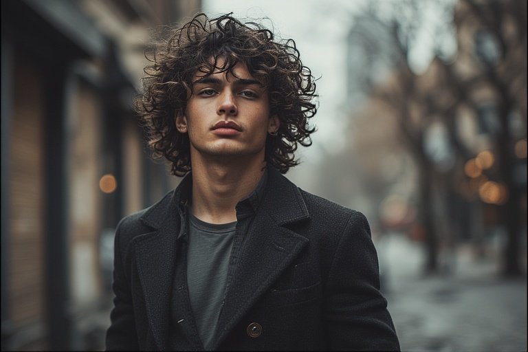 "Ayaan with stylish natural curly hair for men, showcasing a modern, well-groomed hairstyle suitable for any look."