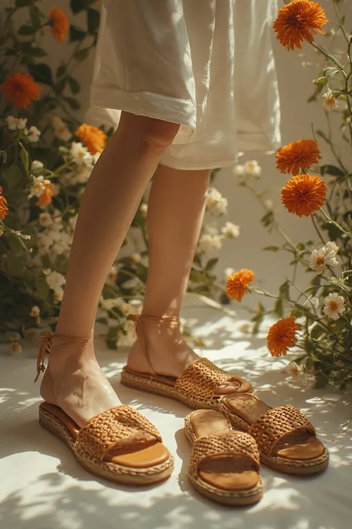 Trendy summer sandals and espadrilles showcasing comfortable and stylish seasonal footwear.