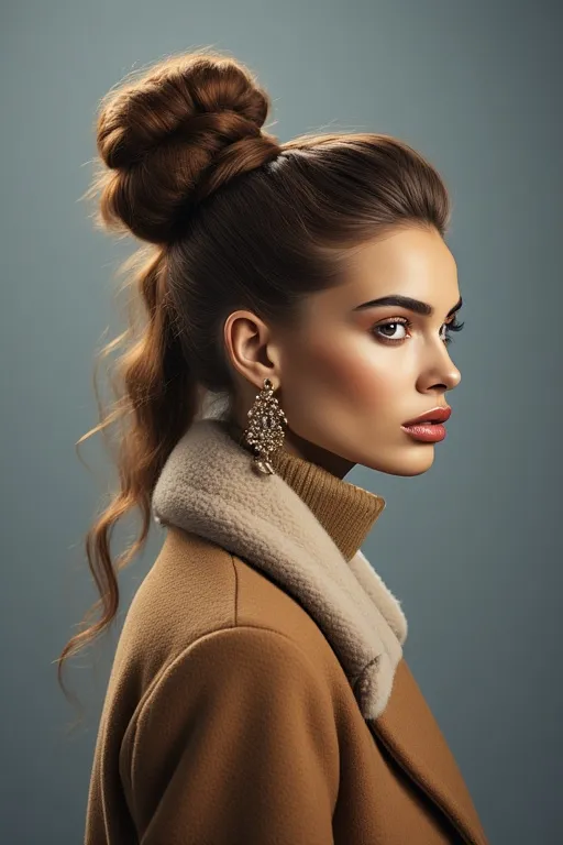 Textured ponytail hairstyle with waves and volume for winter look