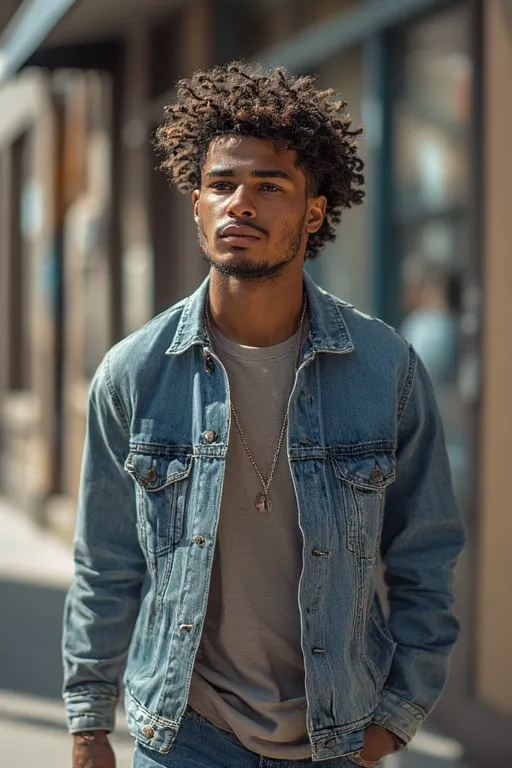 "Jamal sporting effortless medium-length curly hair with natural bounce and shine."