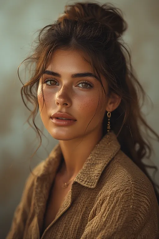 Effortless messy bun hairstyle combining casual charm and glamour.