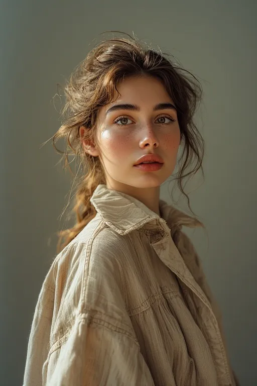 Woman with simple elegant everyday glam hairstyle and natural look.