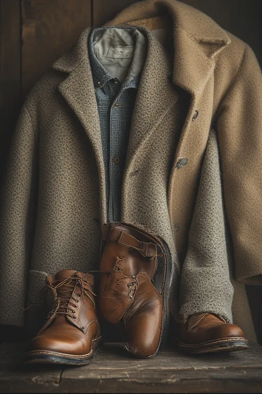 High-quality Stockholm fashion essentials showing fine textures of wool, leather, and cotton fabrics.