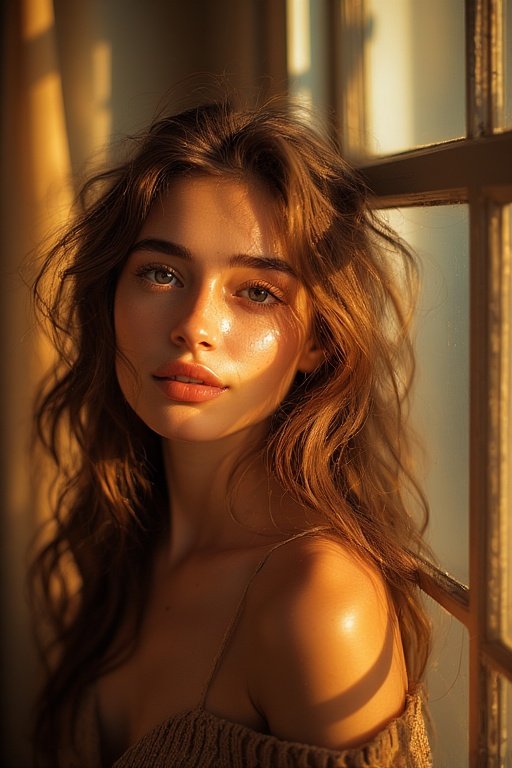 Effortless Everyday Glam Stylish Hairstyles to Try 2 Woman with natural hair and soft makeup posing in warm window light for an everyday glam look.