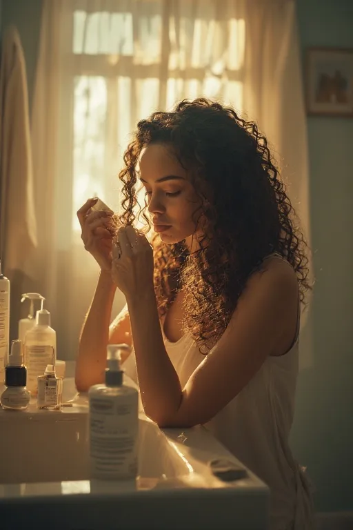 Gorgeous Curly Hairstyles for Every Texture and Occasion 4 Woman moisturizing curly hair with conditioner and natural oils for shine and hydration.