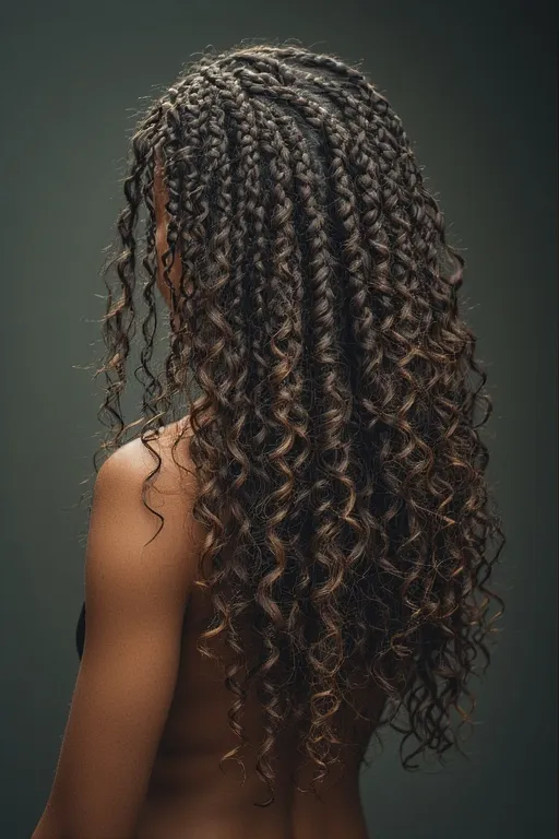 Twisted braids combined with natural curly texture for a soft, effortless look.”