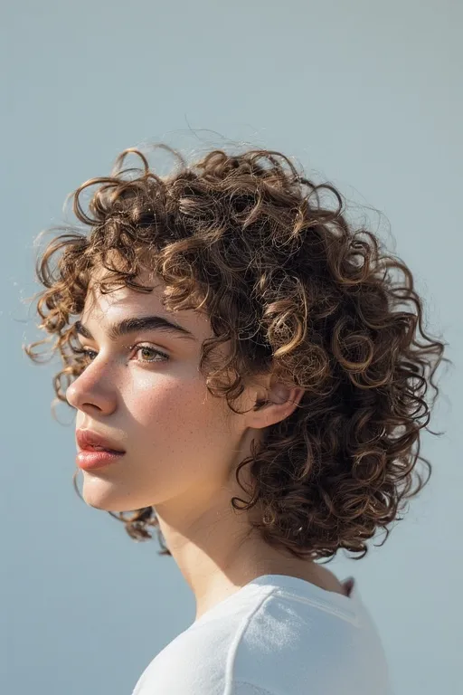 Curly hair with braids emphasizing natural volume, texture, and movement.”