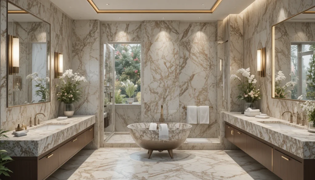 Luxury Bathroom & Shower Design Ideas 5 Bathroom with natural stone accents including marble and granite finishes.