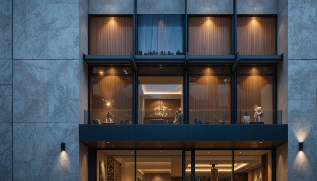 10+Luxury Contemporary House Front Ideas 8 Luxury home exterior showcasing a play of textures and contrasts with wood, concrete, and metal.