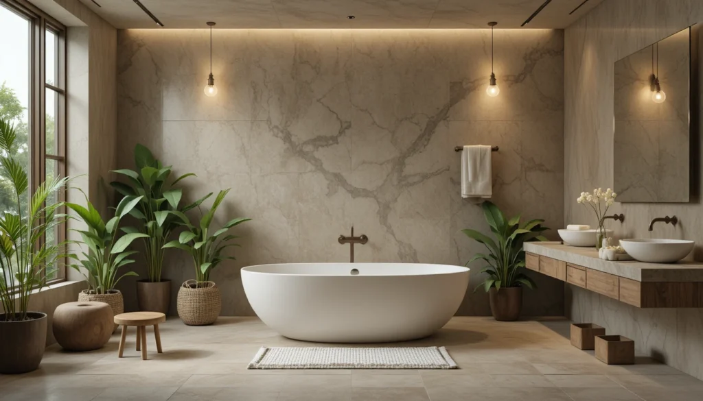 Luxury Bathroom & Shower Design Ideas 10 Spa-inspired bathroom design with freestanding tub and calming natural decor.